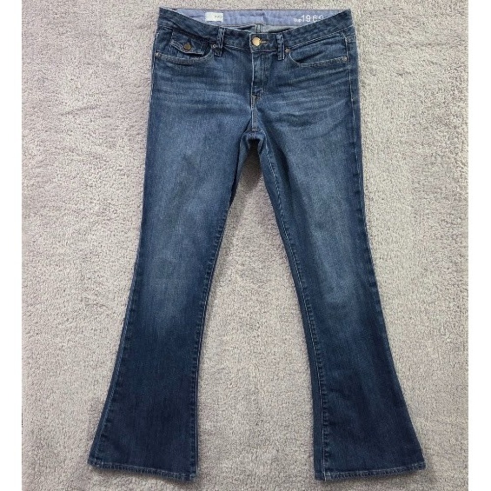 Gap 1969 Bootcut Jeans Women's 31/12 Dark Wash Button Flap Back Pockets Denim